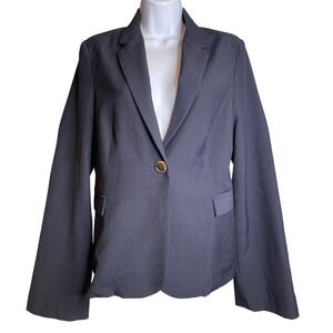 Jane Plus One Women's Black Blazer Sz L Flowy Career Classic Single Button Basic